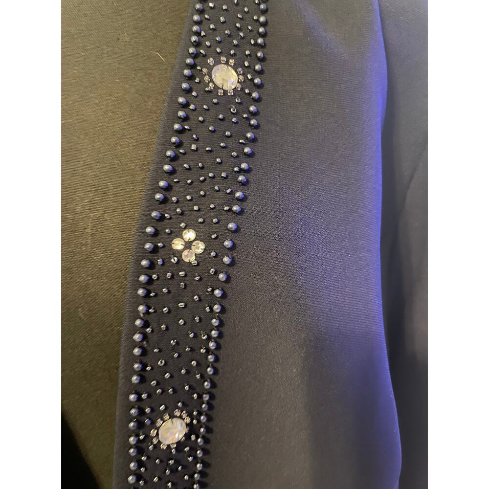 Maxie Klein Collections 24W Navy Embellished Evening Jacket Beaded Lady Blazer - Picture 3 of 7